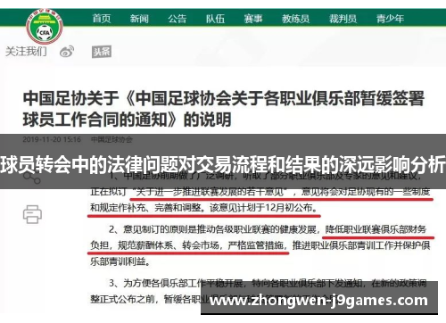球员转会中的法律问题对交易流程和结果的深远影响分析